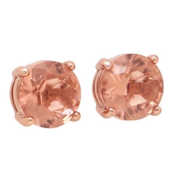 KATE SPADE • Peach Crystal Gumdrop Stud Rose Gold Earrings - Picture 4 of 8